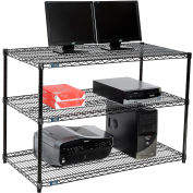 Nexel™ 3-étagère fil LAN poste informatique, 48" W x 24 H « D x 34 », noir