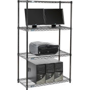 Nexel™ 4-étagère fil LAN poste informatique, 36" W x 18 H « D x 63 », noir