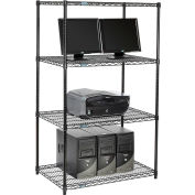 Nexel™ 4-étagère fil LAN poste informatique, 36" W x 24 H « D x 63 », noir