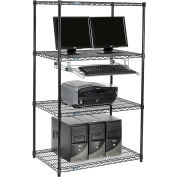 Nexel™ 4 tablettes fil ordinateur LAN Workstation avec plateau de clavier, W 36" x 24 « P x 63 » H, noir