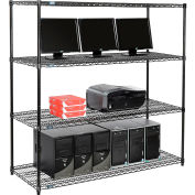 Nexel™ 4-étagère fil LAN poste informatique, 60" W x 24 H « D x 63 », noir