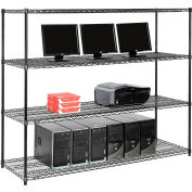 Nexel™ 4-étagère fil LAN poste informatique, 72" W x 24 H « D x 63 », noir