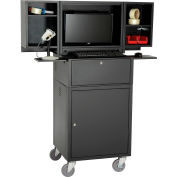 Global Industrial™ Mobile Fold-Out Computer Cabinet, Black, Unassembled