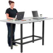 Interion® Standing Height Table With Power, 72"L x 36"W, Gray
