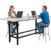Interion® Standing Height Table With Power, 96"L x 36"W, Gray