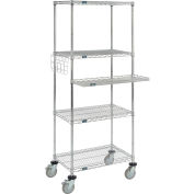 Nexel™ 4-étagère fil Mobile ordinateur Workstation w / bac Cantilever, 30" W x 18 H « D x 79 », Chrome