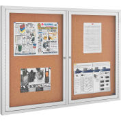 Global Industrial™ Enclosed Cork Bulletin Board - 48"W x 36"H - 2 Door