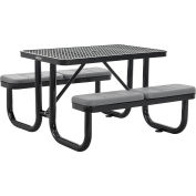 Table de pique-rectangulaire Global Industrial™ de 4 pieds avec coussins de siège, métal déployé, noir