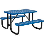 Global Industrial™ 4 pieds rectangulaire table de pique-nique en acier extérieur, métal élargi, bleu