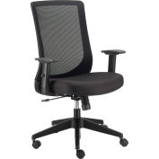 Chaise de bureau ® Interion avec le dos moyen et les bras réglables, tissu, noir