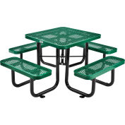 Table de pique-nique carrée industrielle™ mondiale de 36 pouces, métal déployé, vert