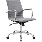 Interion® Chaise de salle de conférence avec milieu de dossier et bras fixes, tissu, gris