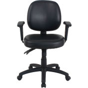 Interion® 24 Hour Task Chair With Mid Back & Adjustable Arms, Vinyl, Black