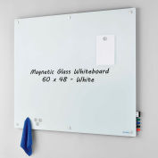 Global Industrial™ Magnetic Glass Whiteboard, 60"W x 48"H