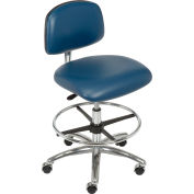 Interion® Clean Room Stool - nbsp; Vinyle - Bleu impérial