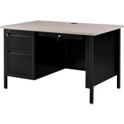 Interion® Steel Teachers Desk, 48"L x 30"D, Plateau gris avec cadre noir