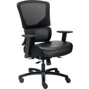 Interion® 24 Hour Big & Tall Mesh Back Chair, Synthetic Leather, Black