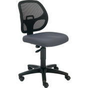 Chaise de bureau interion® mesh avec le dos moyen, tissu, gris