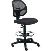 Interion® Armless Mesh Drafting Stool - Fabric - Black