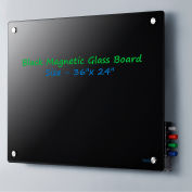 Global Industrial™ Magnetic Glass Dry Erase Board - 36"L x 24"H - Noir