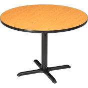 Interion® 42" Round Restaurant Table, Oak