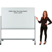 Global Industrial™ Mobile Glass Board - 72"W x 48"H