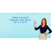 Global Industrial™ Magnetic Glass Dry Erase Board - 96 x 48 - Seafoam