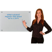 Global Industrial™ Magnetic Glass Dry Erase Board - 36 x 24 - Gris