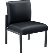 Interion® Armless Synthetic Leather Reception Chair - Black