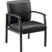 Interion® Synthetic Leather Reception Chair with Arms - Black