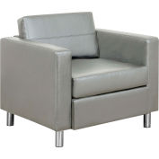 Interion® Antimicrobial Upholstered Leather Club Chair, Gray