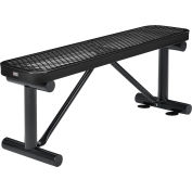 Global Industrial 4' Outdoor Steel Flat Bench, Expanded Metal, Black
