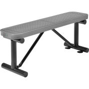 Global Industrial™ 4 ft. Outdoor Steel Flat Bench - Perforated Metal - Gray