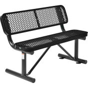 Global Industrial™ 4' Outdoor Steel Bench avec dossier, métal déployé, noir