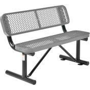 Global Industrial™ 4 ft. Outdoor Steel Bench with Backrest - Expanded Metal - Gray