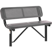 Global Industrial™ 4' Banc extérieur en acier avec dossier, métal perforé, montage au sol, gris