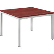 Interion® Table d’extrémité en bois avec cadre en acier - 24 » x 24 » - Acajou