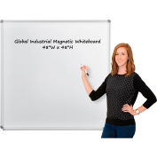 Global Industrial™ Magnetic Whiteboard - 48"W x 48"H - Steel Surface - Aluminum Frame