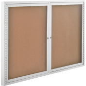 Global Industrial™ Enclosed Cork Bulletin Board - 60"W x 36"H - 2 Door