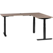 Interion® L-Shaped Electric Height Adjustable Desk, 72"W x 24"D, Gray W/ Black Base