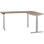 Interion® L-Shaped Electric Height Adjustable Desk, 60"W x 24"D, Gray W/ Gray Base