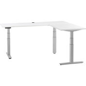 Interion® L-Shaped Electric Height Adjustable Desk, 72"W x 24"D, White W/ Gray Base