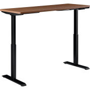 Interion® Height Adjustable Table - 60"W x 24"D - Walnut w/ Black Base