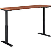 Interion® Bureau électrique réglable en hauteur, 72"L x 30"D, Cerise W / Base Noire