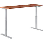 Interion® Electric Height Adjustable Table, 72"W x 24"D, Cherry W/ Gray Base