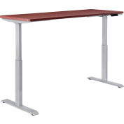 Interion® Bureau électrique réglable en hauteur, 72"W x 30"D, Acajou W / Base grise