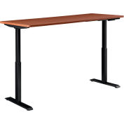 Interion® Bureau électrique réglable en hauteur, 60"L x 30"D, Cerise W / Base Noire