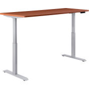 Interion® Electric Height Adjustable Table, 60"W x 30"D, Cherry W/ Gray Base