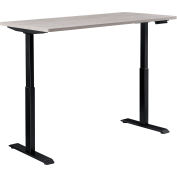 Interion® Electric Height Adjustable Table, 60"W x 30"D, Gray W/ Black Base