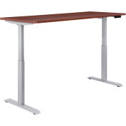 Interion® Electric Height Adjustable Table, 48"W x 30"D, Mahogany W/ Gray Base